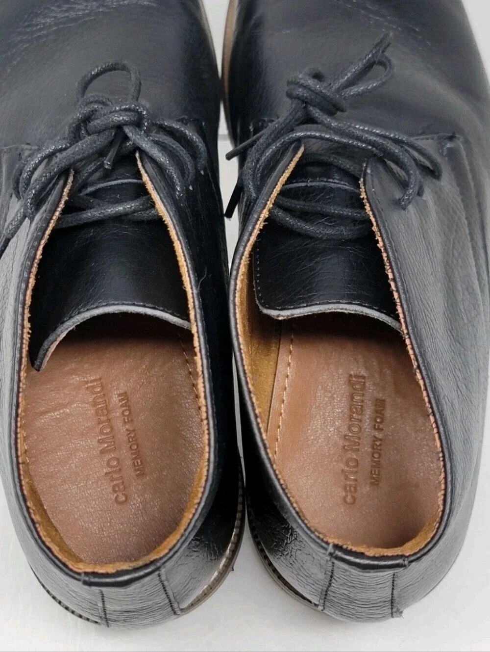 Carlo Morandi Chukka Boots Men’s Size 8 Black Pebble Leather Ankle Lug Lace Up